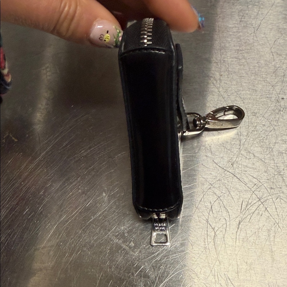 Prada Black Triangular Leather Pouch-Used As Is - image 2